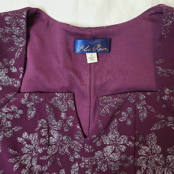 *BLUE RAIN* Purple and Silver Brocade Fit and Flare - Picture 2 of 7